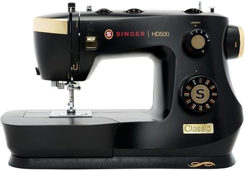SINGER® Heavy Duty 500 Classic High Speed Sewing Machine + Accessory Kit | 3 built-in stitches, strong motor, 50% more power, 1-step buttonhole, sturdy metal frame, large sewing space, LED
