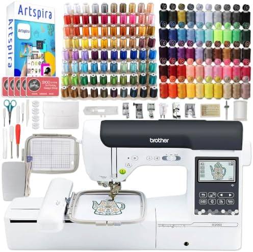Brother SE2000 5" x 7" Combo Embroidery & Sewing Machine with Deluxe 130 Thread Spools & Accessories