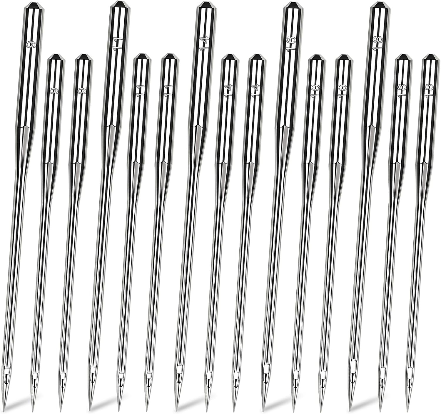 50 Pcs Universal Sewing Machine Needles HAX1, Assorted 65/9, 75/11, 90/14, 100/16, 110/18 for Fabrics, Canvas, Leather, Embroidery, Jeans