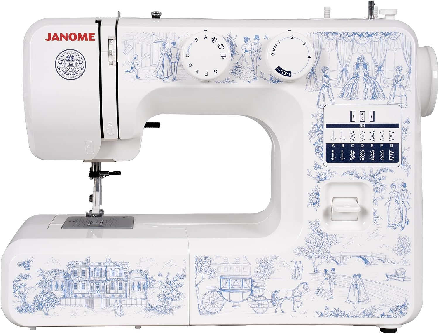 Janome Toile Romance Easy-to-Use 15-Stitch Sewing Machine Officially Licensed Bridgerton Collection