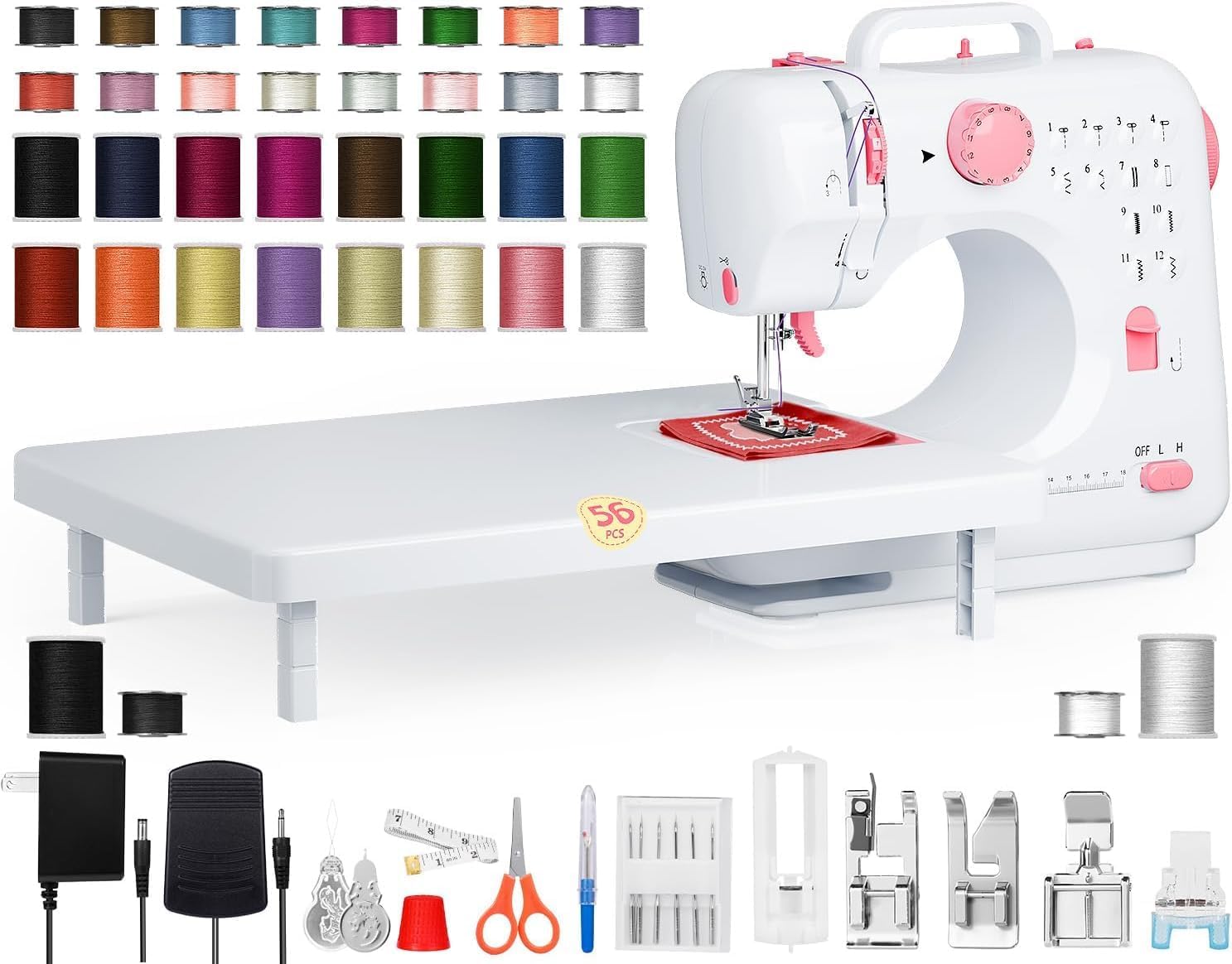Compact portable sewing machine for beginners with 12 built in stitches