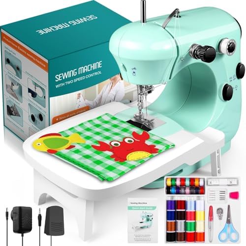 Sewing Machines, Mini Sewing Machine for Beginner with Eco-Friendly Material, Dual Speed Portable Sewing Machines with Extension Table, Light - Easy to Use, Best Gift for Kids and Women